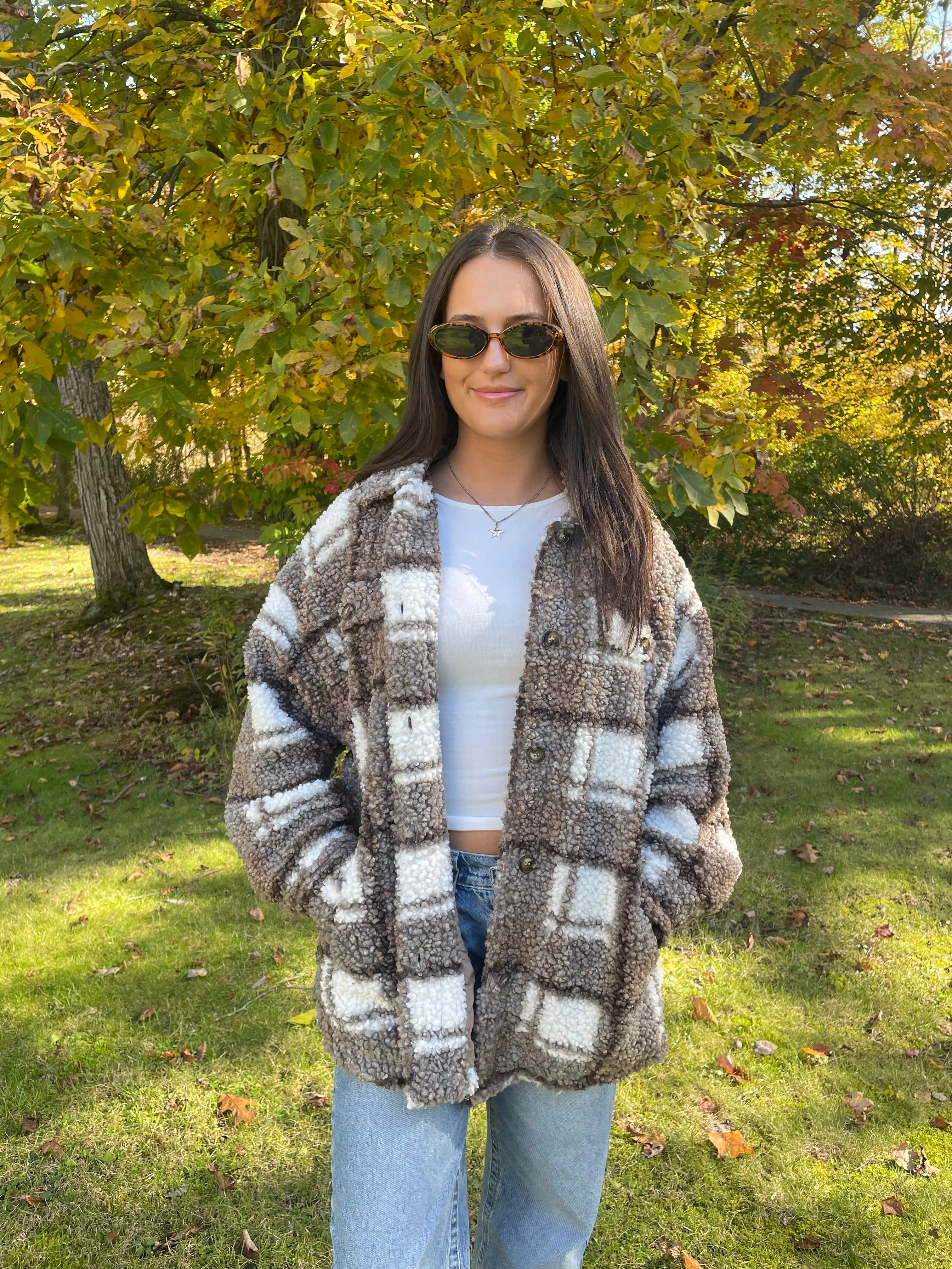 Tan Plaid Teddy Jacket