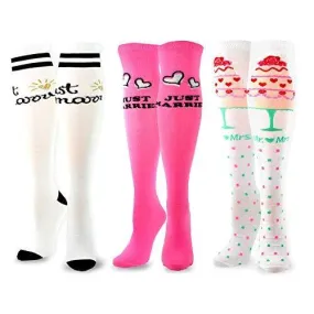 TeeHee Socks Women's Bridal Cotton Knee High 3-Pack (12011)