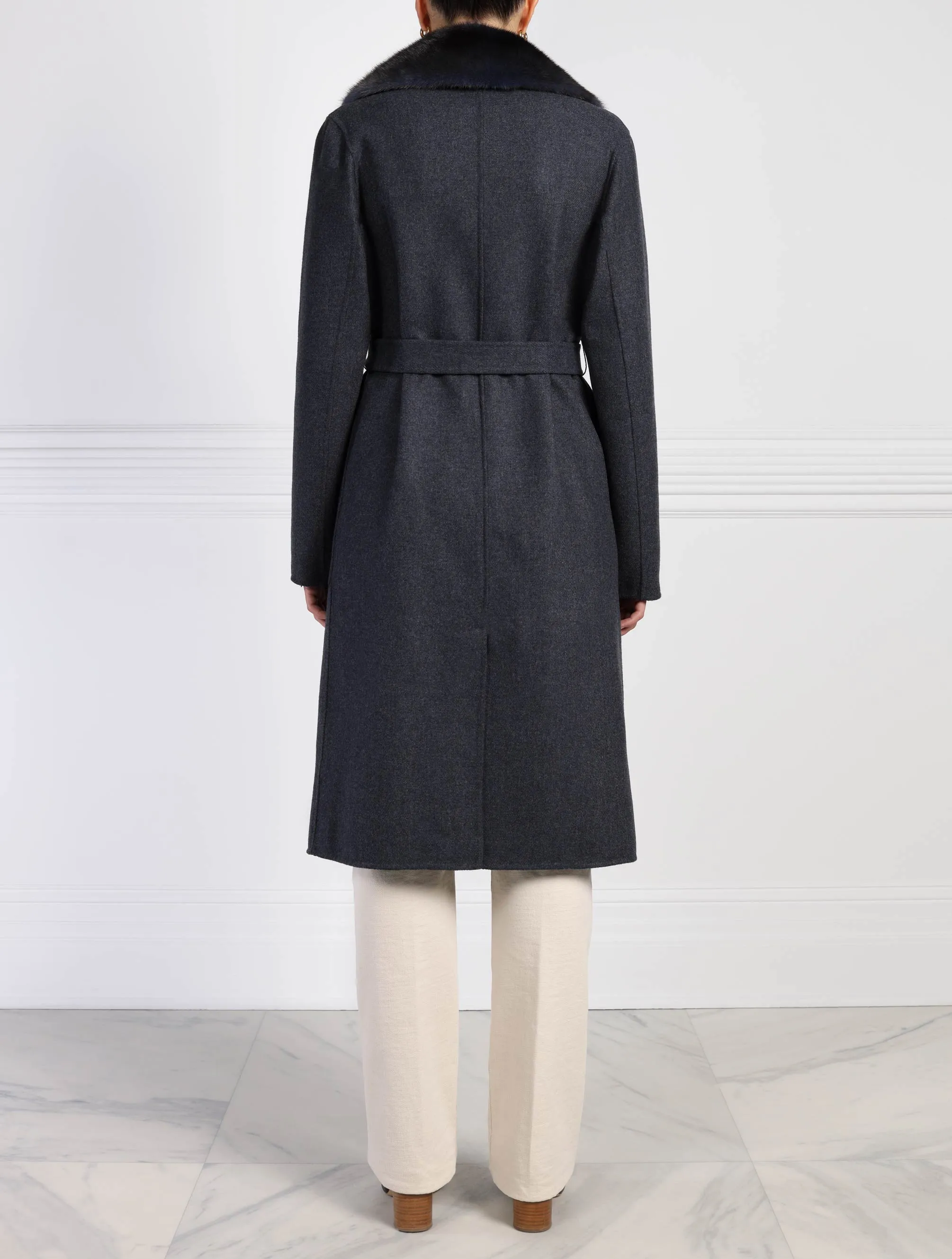 The Aubrey Wool Blend Coat with Mink Fur Collar