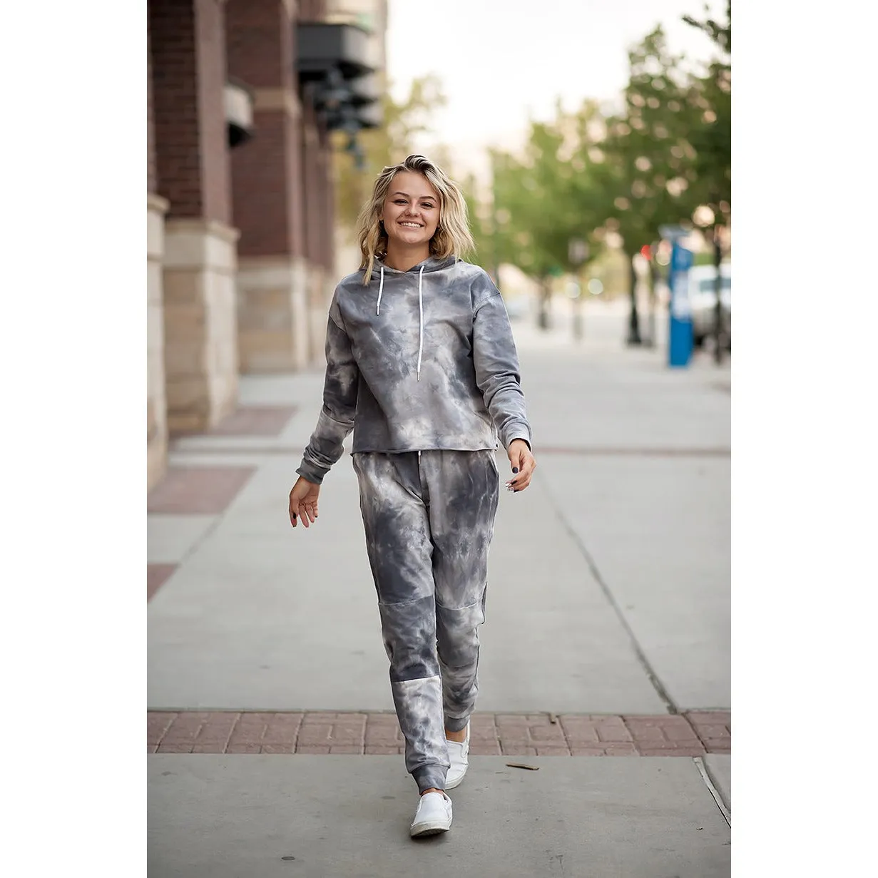 Tie Dye Hoodie & Jogger Two-Piece set in Grey