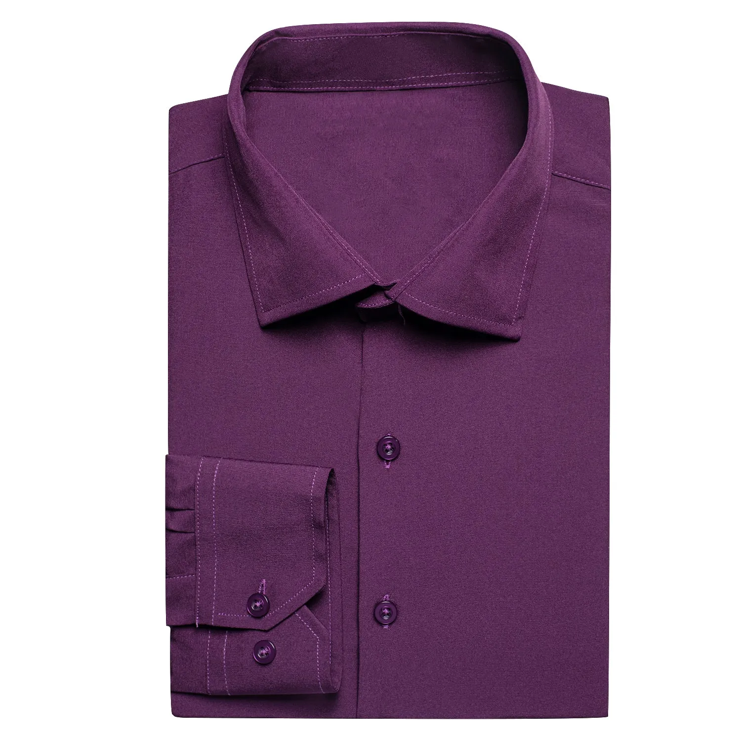 Ties2you Mens Shirt Dark Purple Solid Men's Long Sleeve Cotton Button Down Shirt