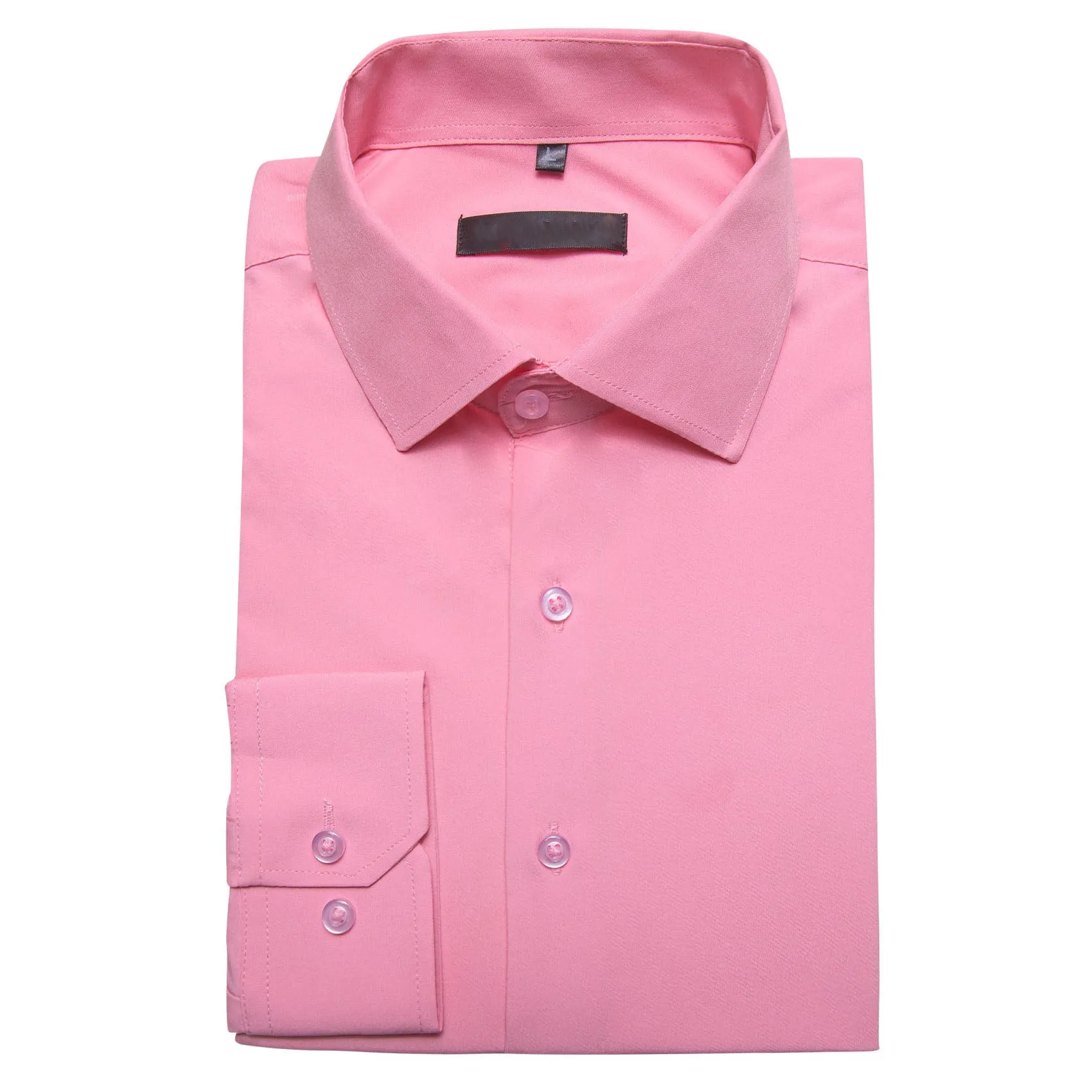 Ties2you Men's Solid Shirt Petal Pink Silk Men's Long Sleeve Shirt