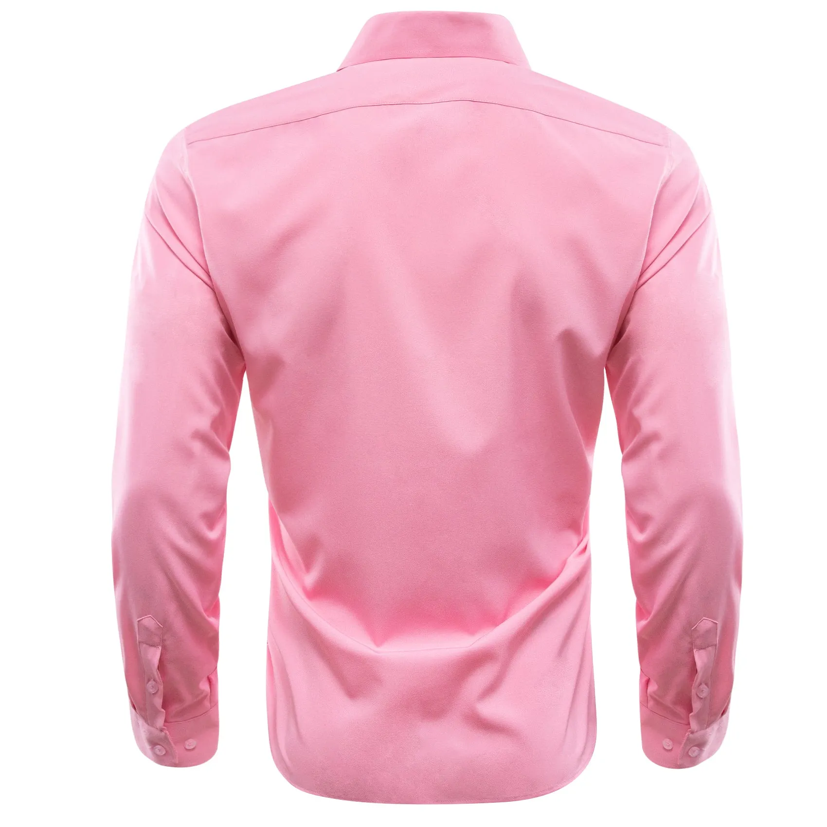 Ties2you Men's Solid Shirt Petal Pink Silk Men's Long Sleeve Shirt