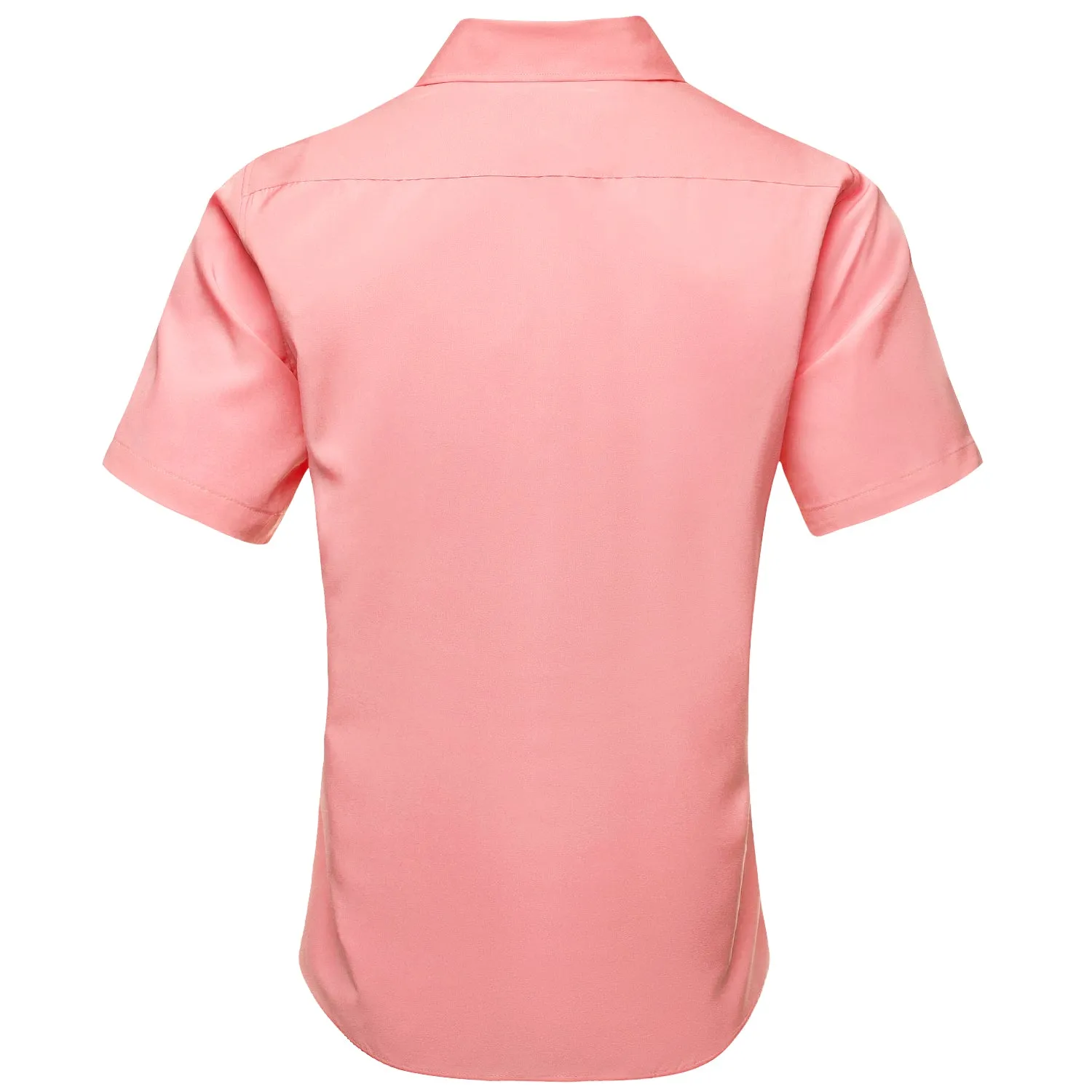 Ties2you Summer Shirt Coral Pink Solid Men's Short Sleeve Shirt Hot