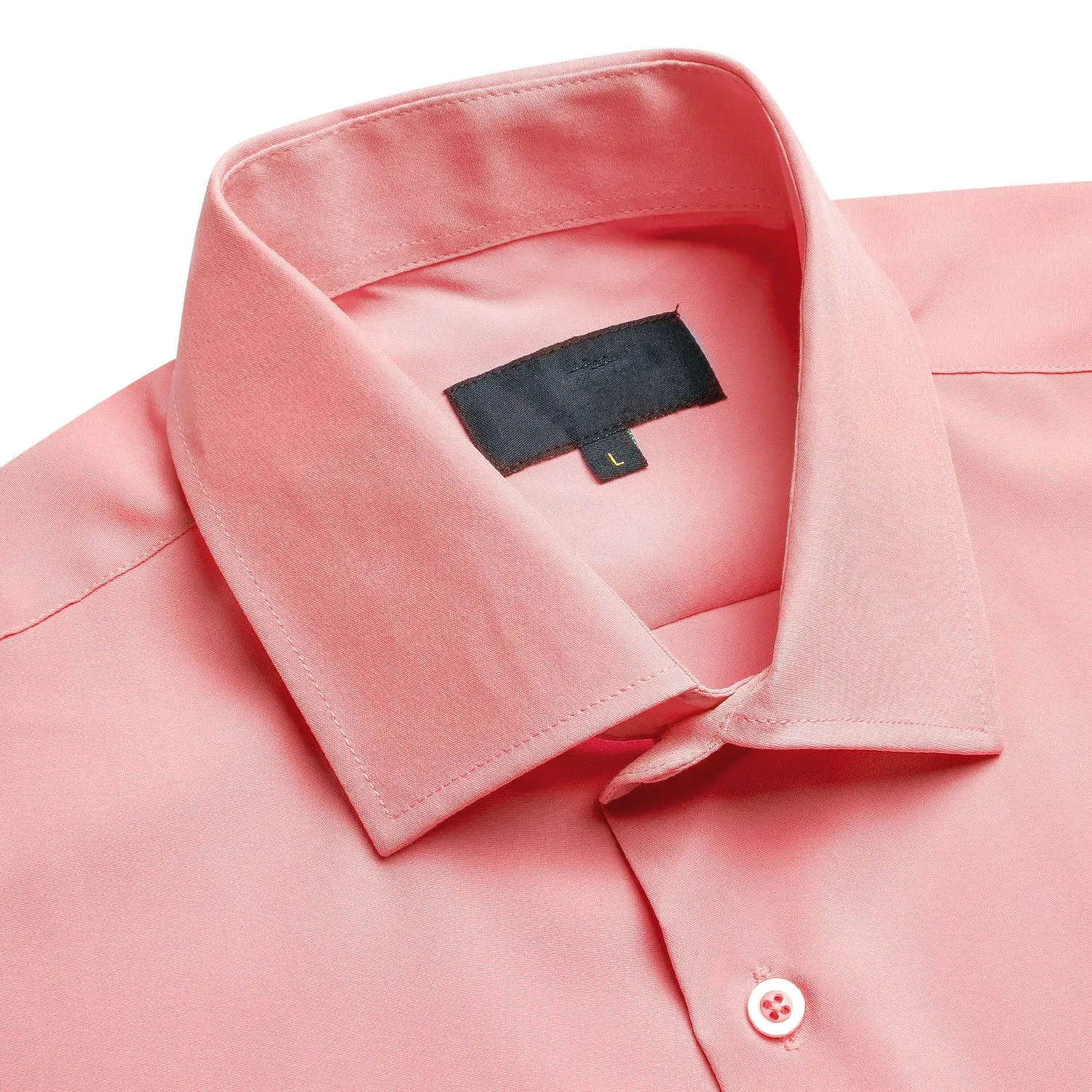 Ties2you Summer Shirt Coral Pink Solid Men's Short Sleeve Shirt Hot