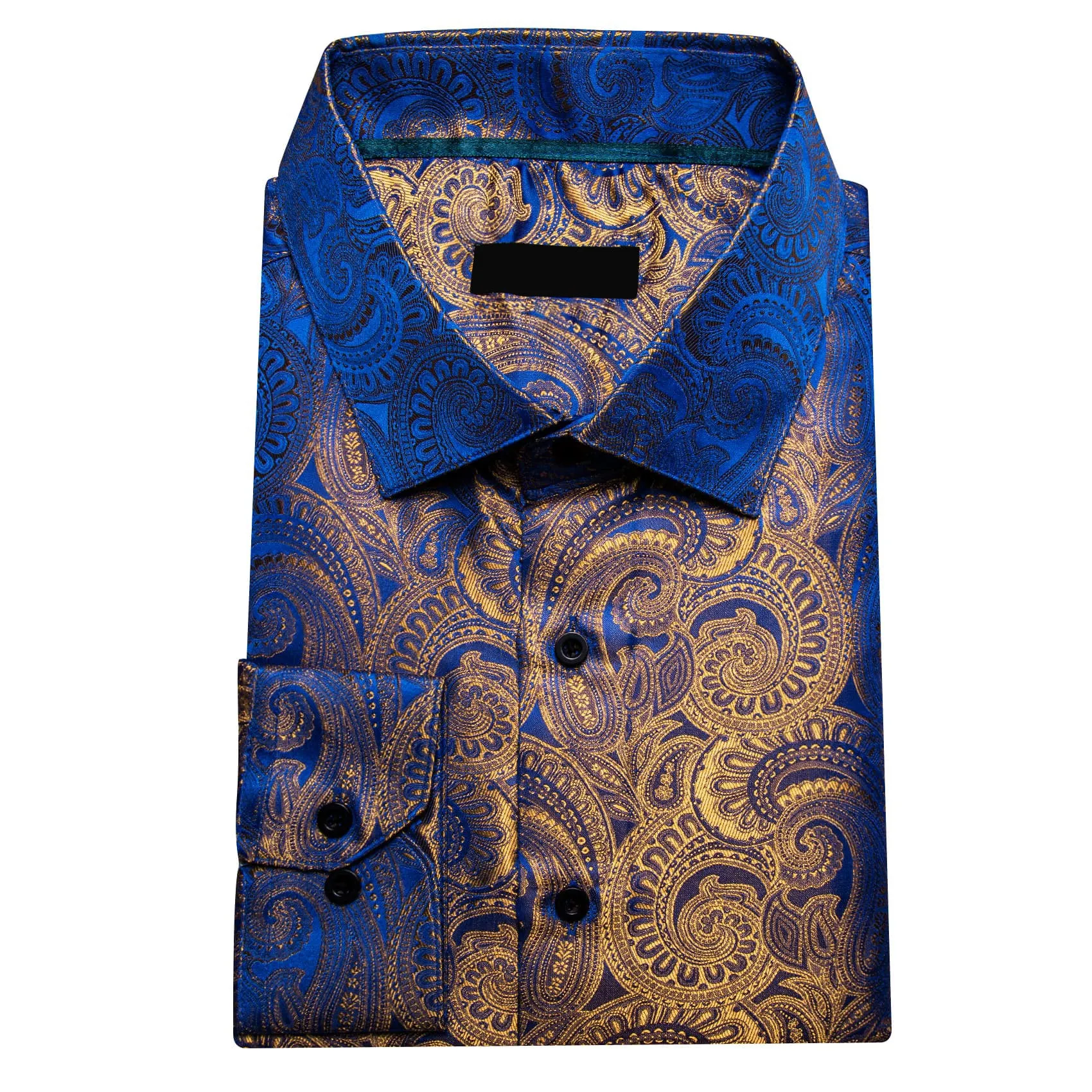 Ties2you Work Shirt Blue Yellow Paisley Silk Mens Button Down Long Sleeve Dress Shirt Top