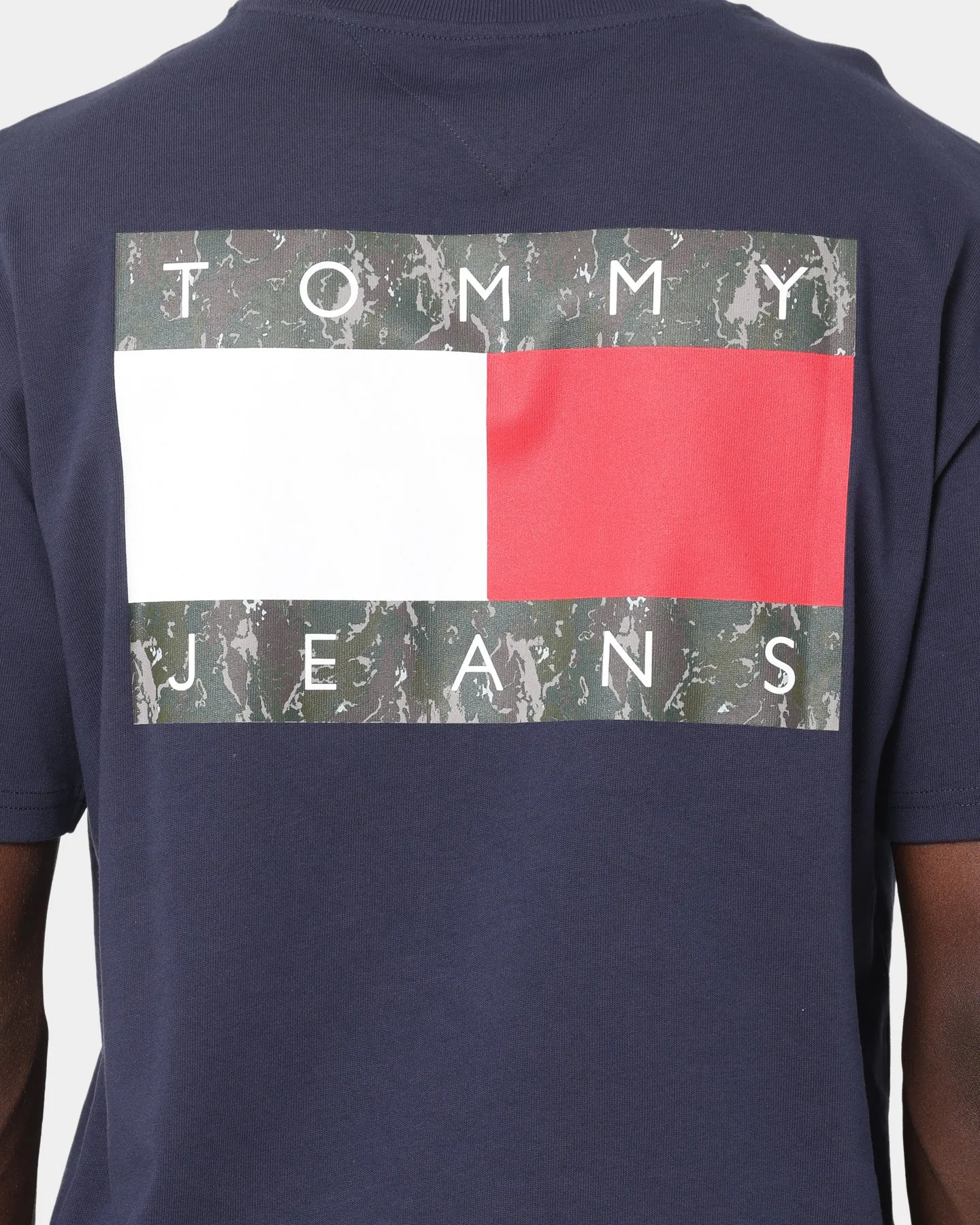 Tommy Jeans Camo Flag Script T-Shirt Twilight Navy