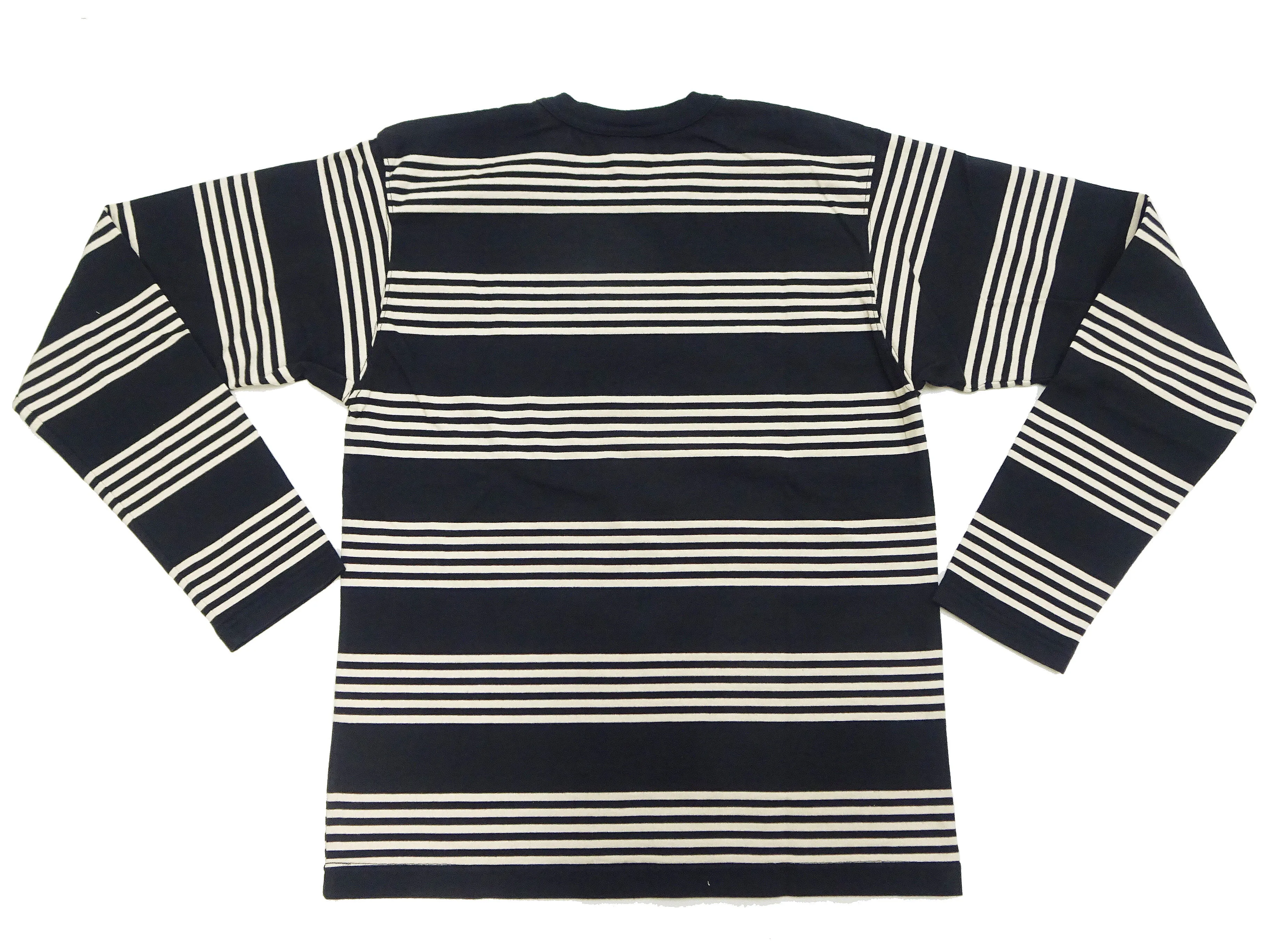 TOYS McCOY Striped T-Shirt Men's Steve McQueen Long Sleeve Horizontal Stripe Tee TMC2354 041 Ivory/Black