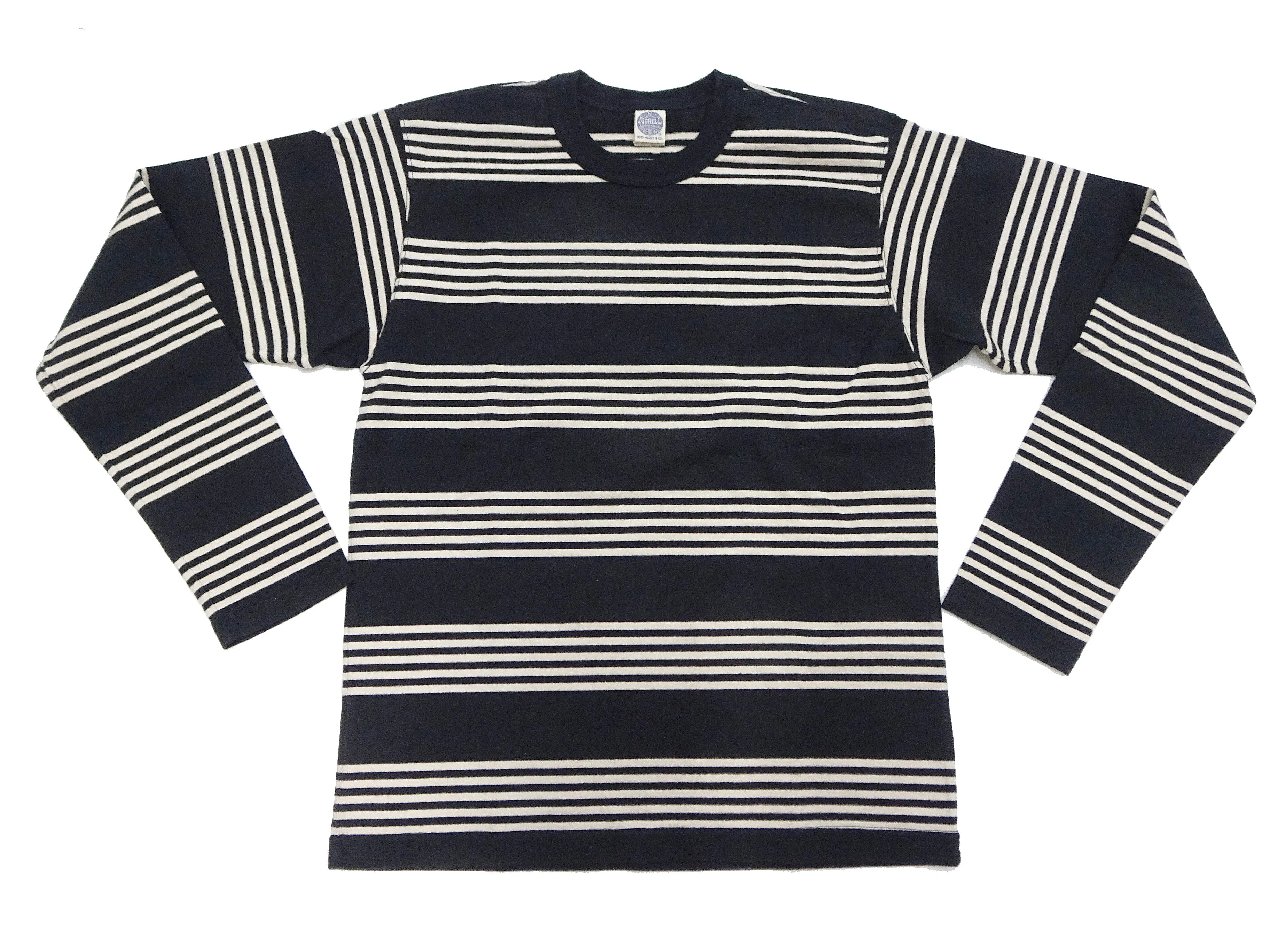 TOYS McCOY Striped T-Shirt Men's Steve McQueen Long Sleeve Horizontal Stripe Tee TMC2354 041 Ivory/Black