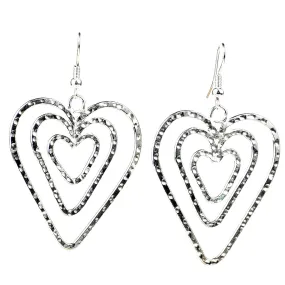 Triple Heart Silver Overlay Earrings Artisana