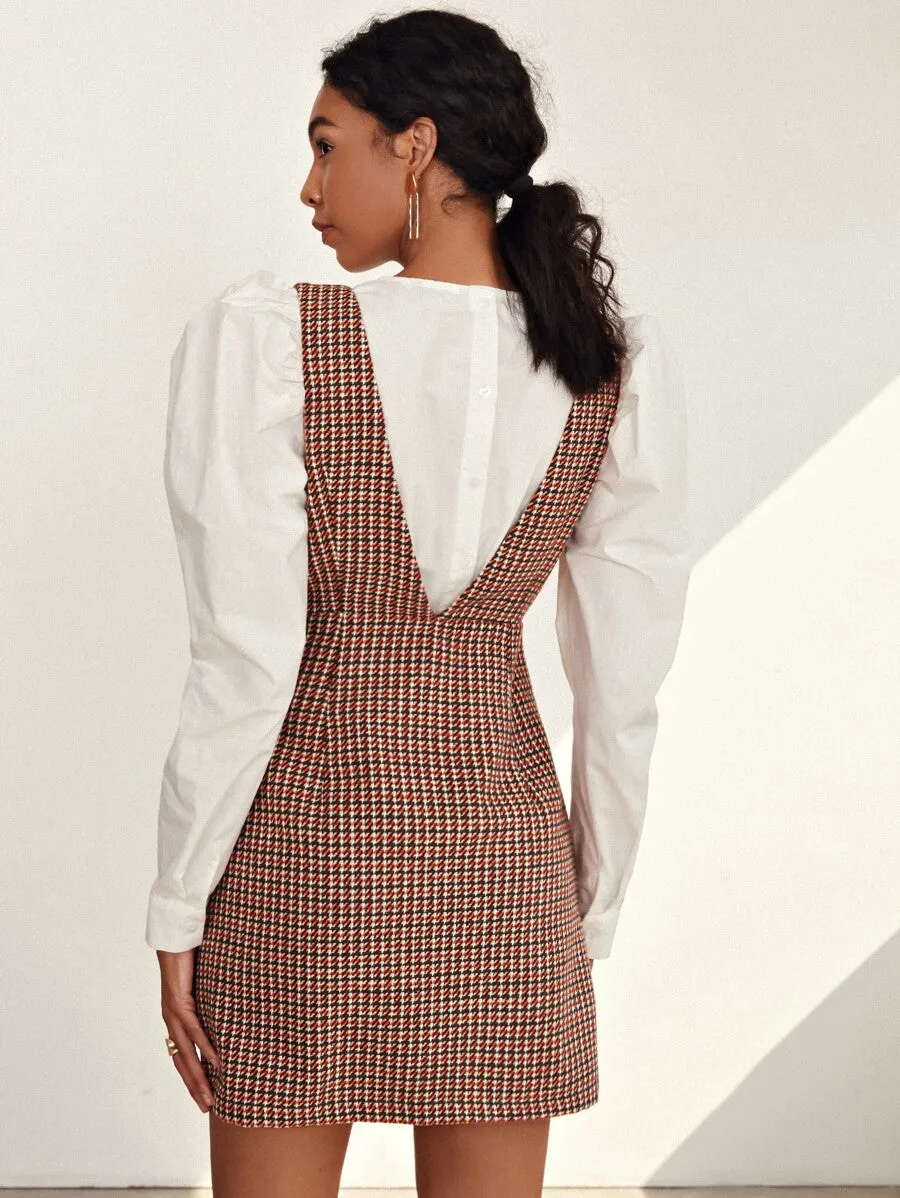 Tweed Overall Print Dress