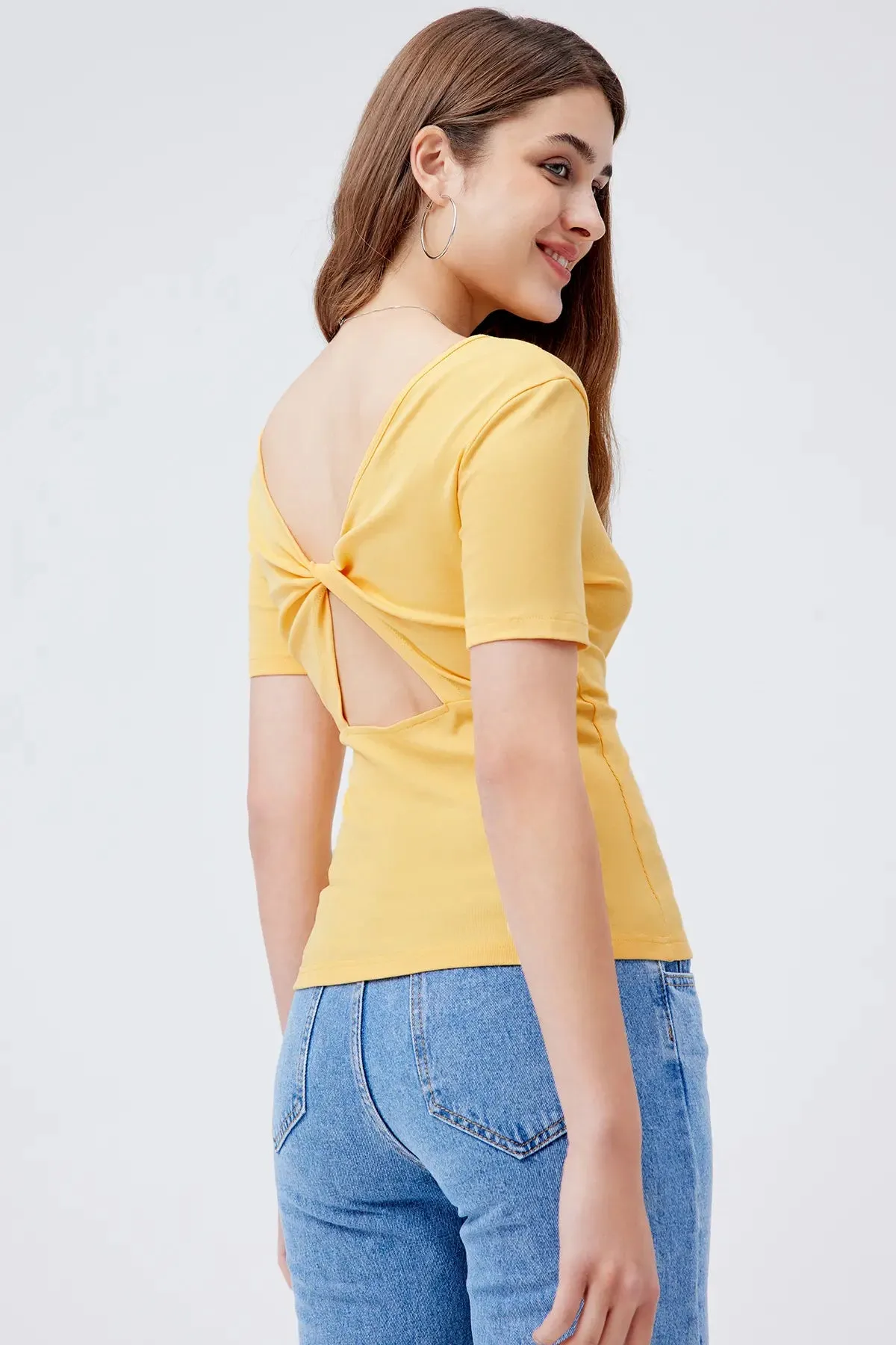 Twist Cut Out Backless Tee