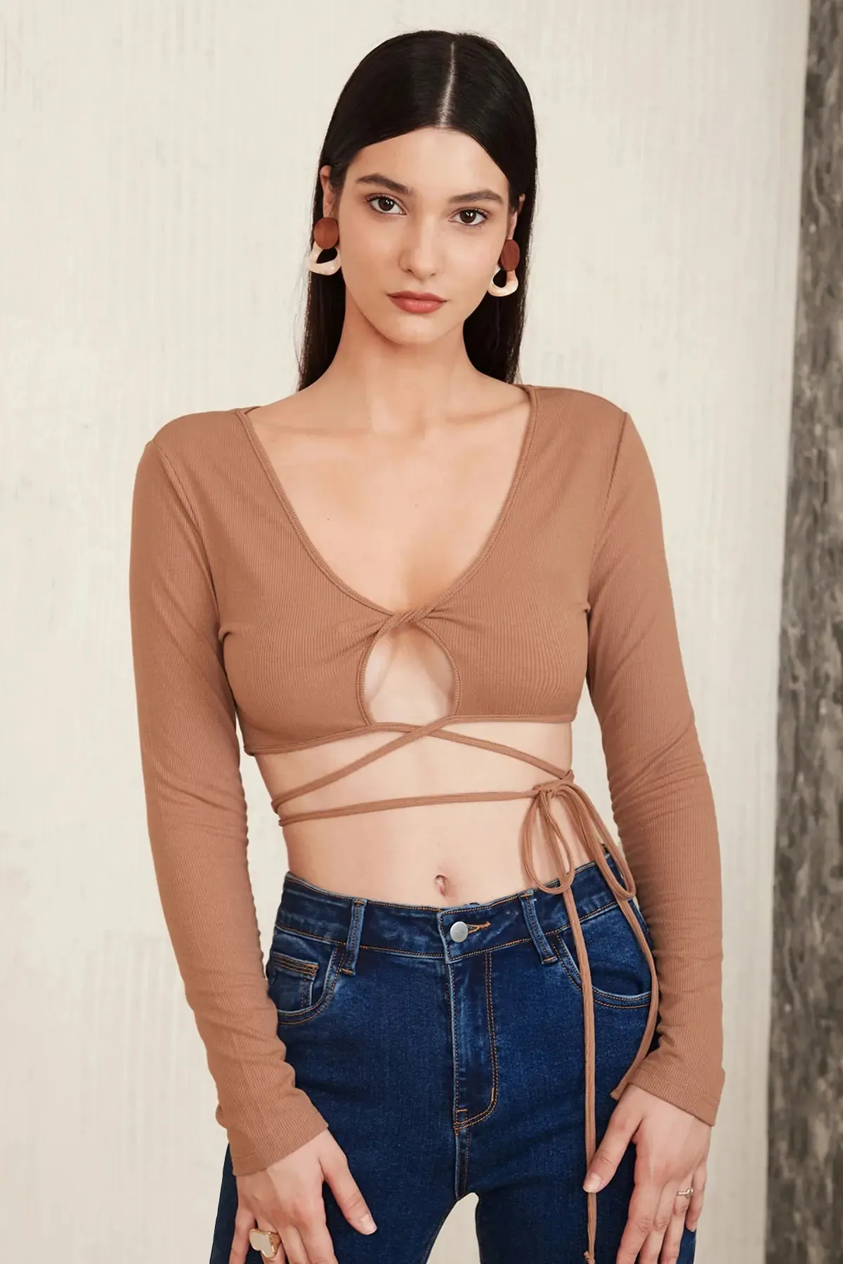 Twist Cut Out Criss Cross Crop Top