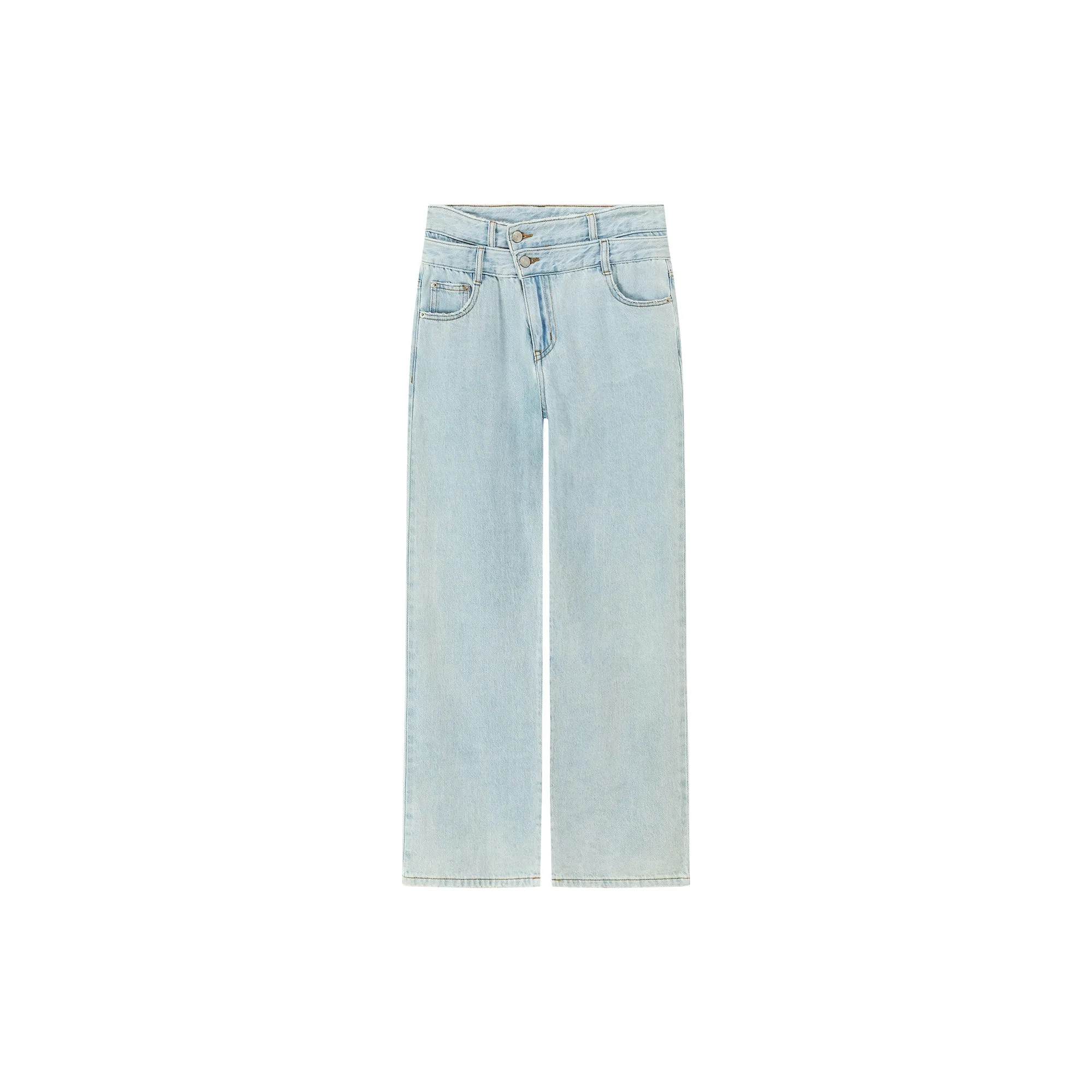 Two-Layer Illusion Wide Denim Jeans