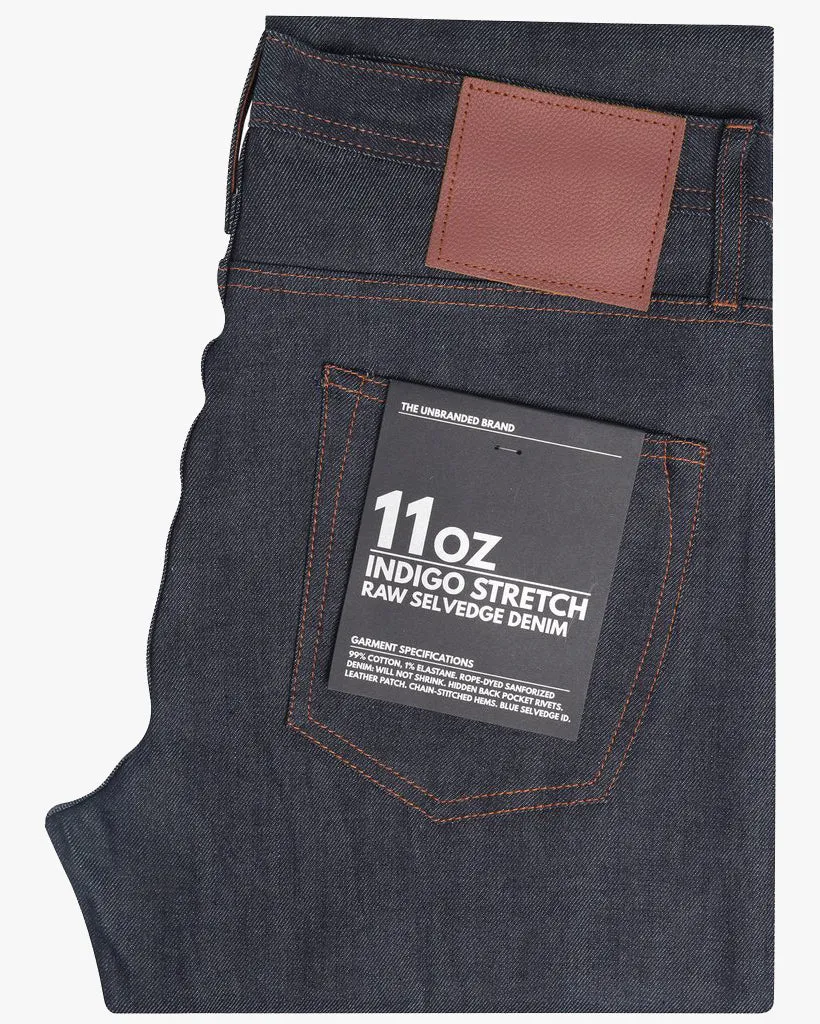 Unbranded UB122 Skinny Fit Mens Jeans - 11oz Indigo Stretch Selvedge