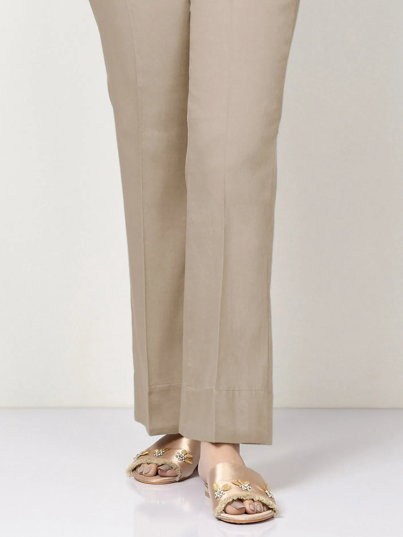 Unstitched Cambric Trouser -Beige