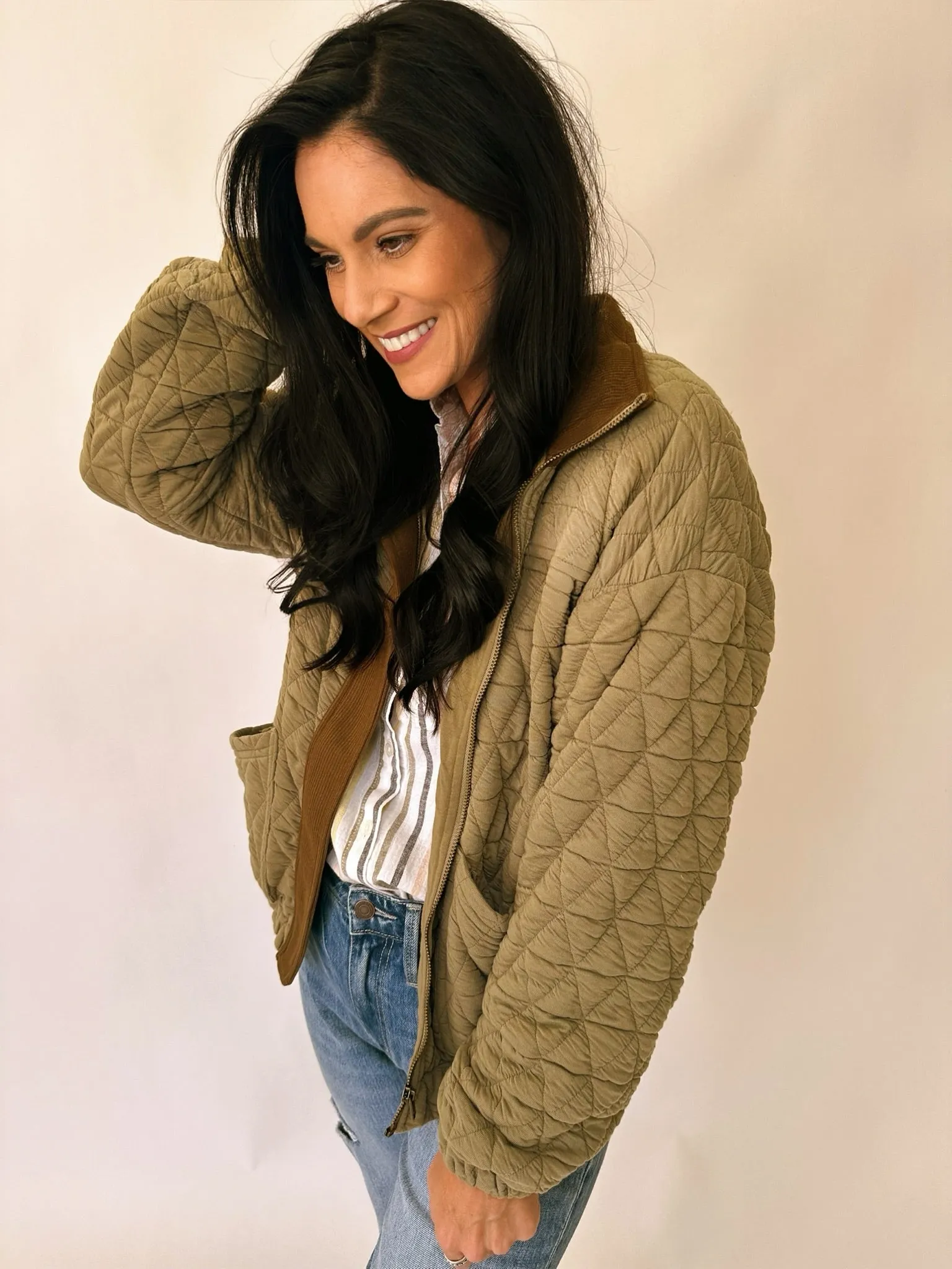 Ursula olive green quilted jacket