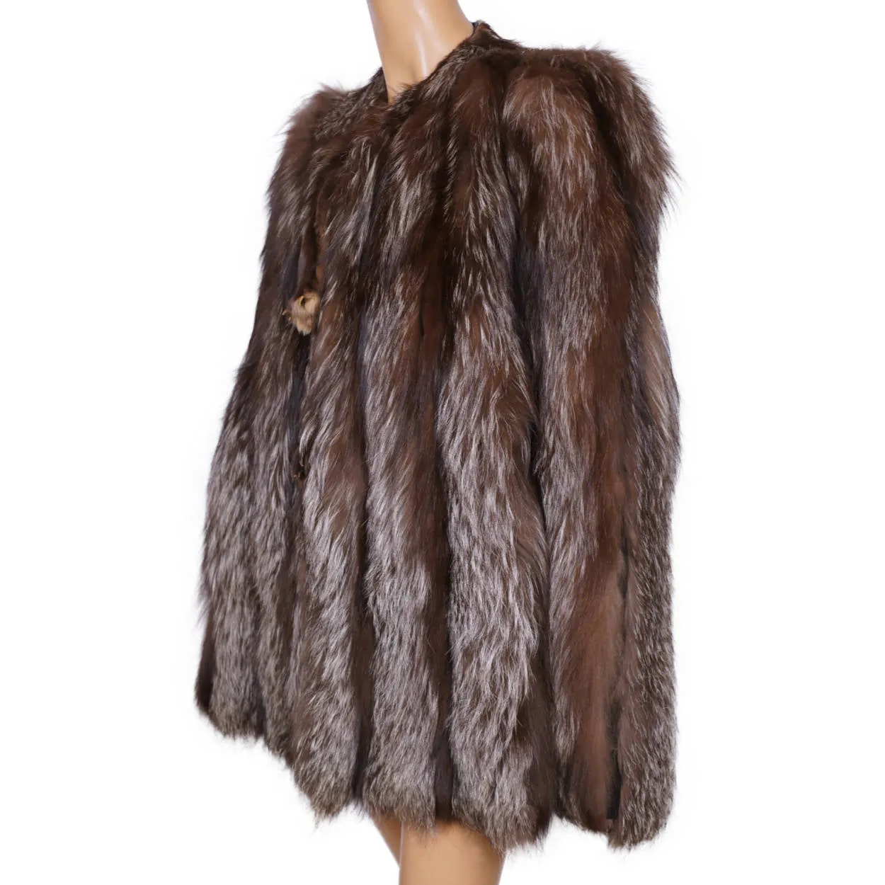 Vintage 1940s Silver Fox Fur Cape Jacket Size M L