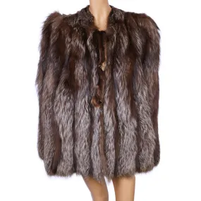 Vintage 1940s Silver Fox Fur Cape Jacket Size M L