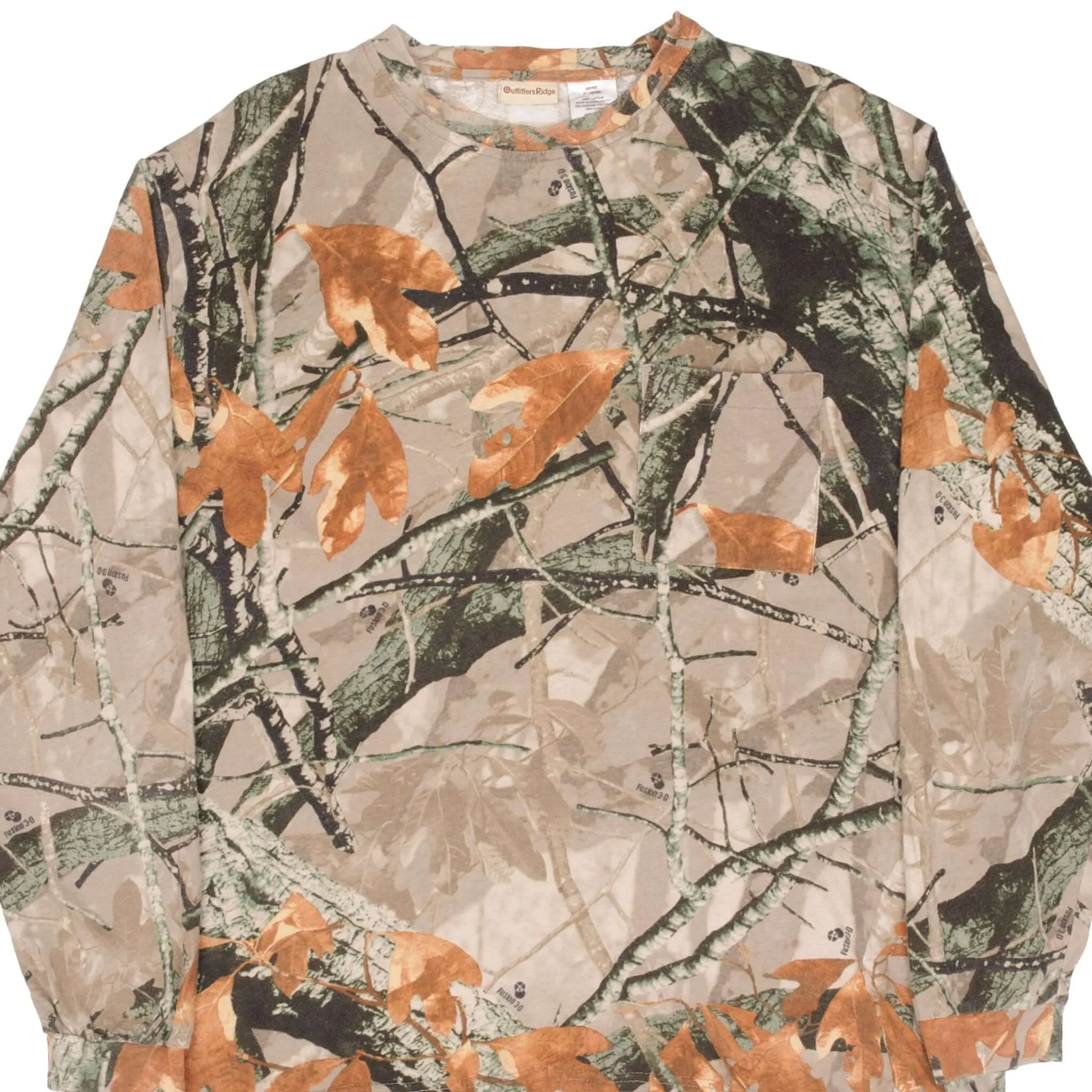 VINTAGE HUNTING FUSION 3D CAMO LONG SLEEVE POCKET TEE SHIRT SIZE LARGE