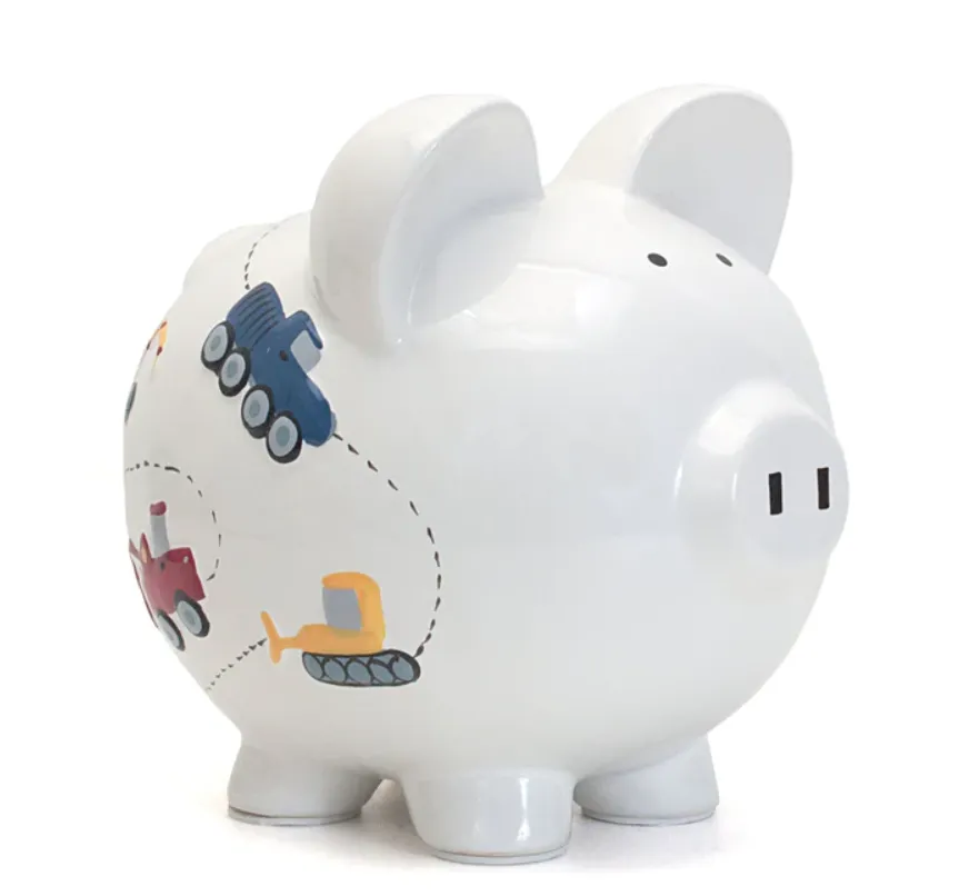 White Construction Piggy Bank