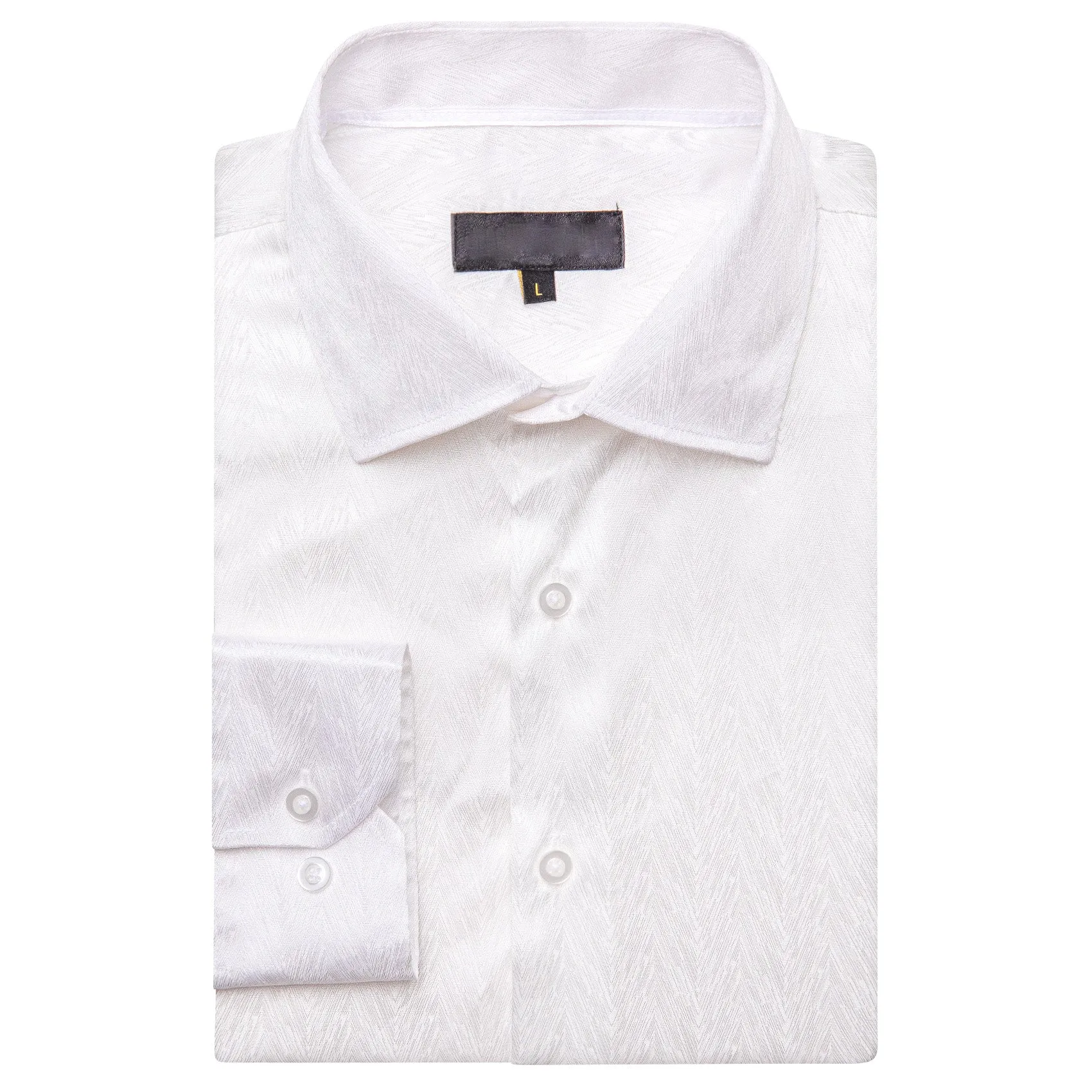 White Novelty Silk Men's Long Sleeve Shirt