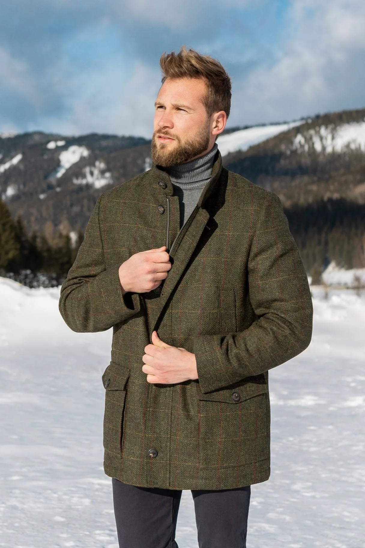 Winston Winter Country Coat in Olive or Brown Tweed