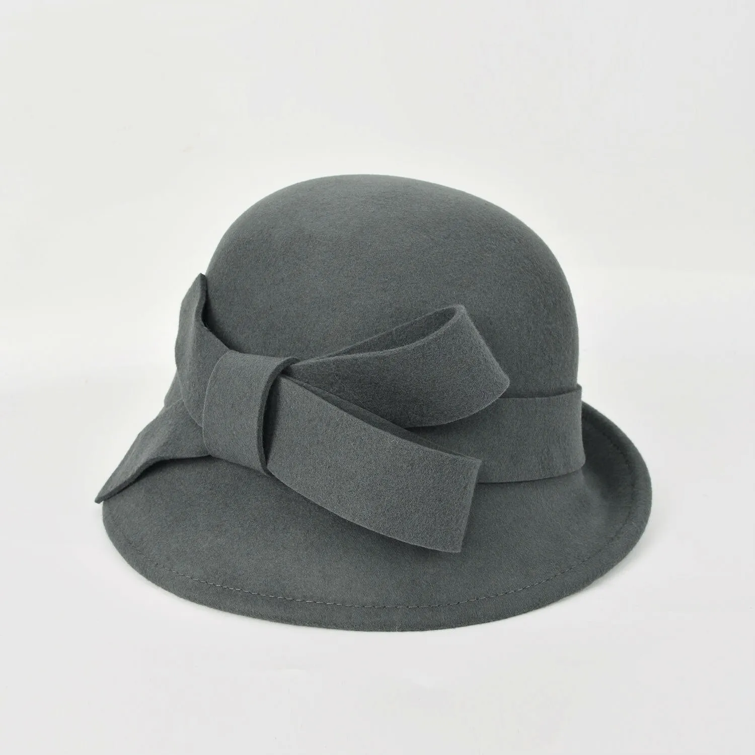 Women Party Formal Headwear Lady Winter Fashion Asymmetric Bowknot 100% Wool Felt Hats