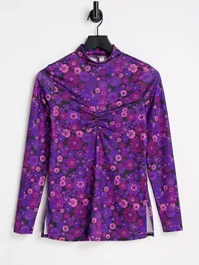 Women's Floral Top,Purple