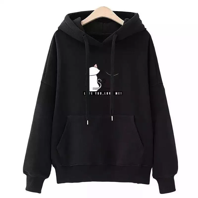 Women's Long Sleeve Cute Cat Hoodies Sweatshirt - F917