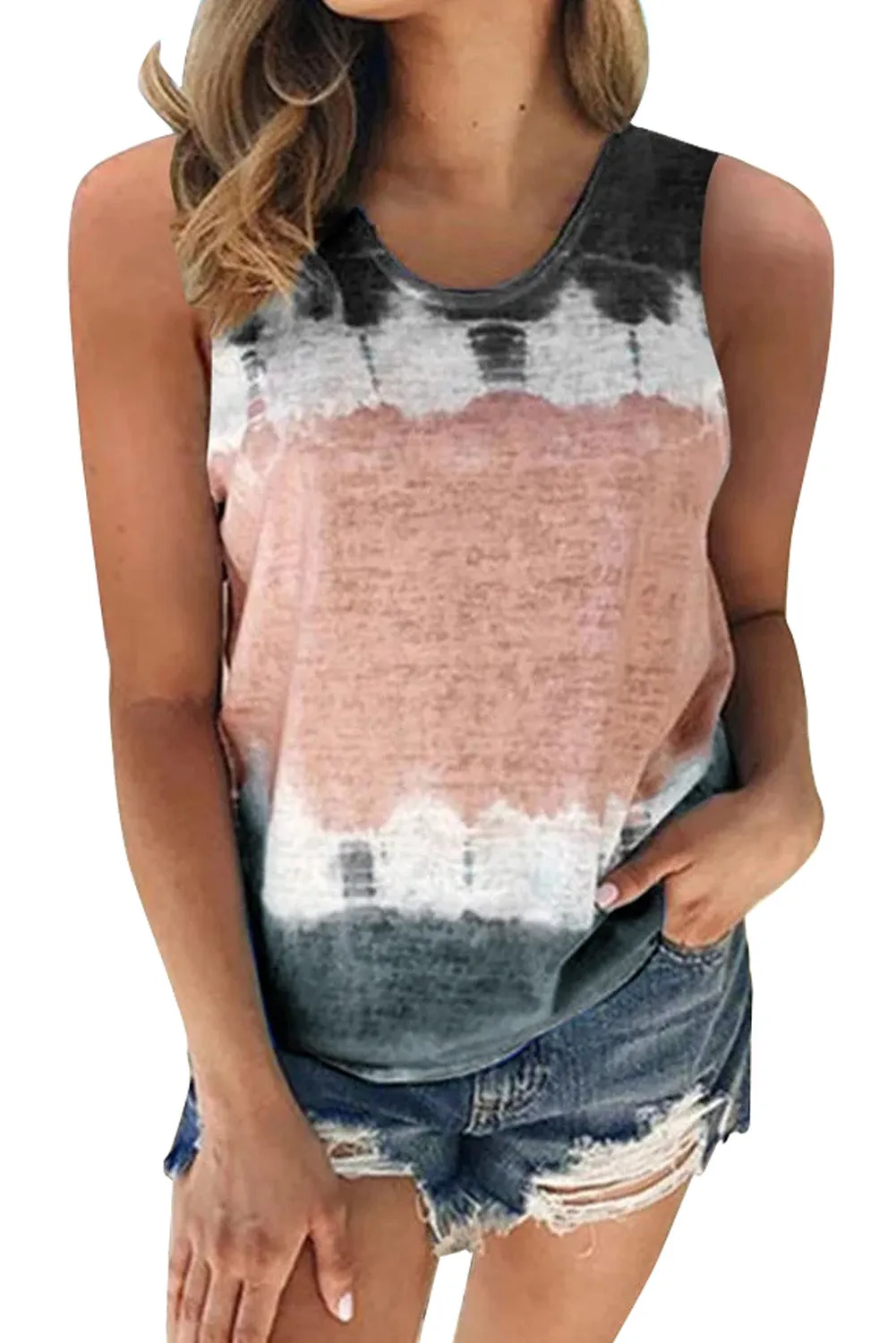 Women's Oversized Colorblock Tie Dye Muscle Tank