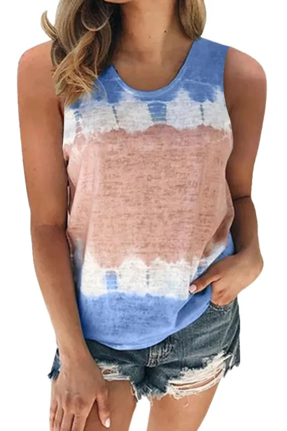 Women's Oversized Colorblock Tie Dye Muscle Tank