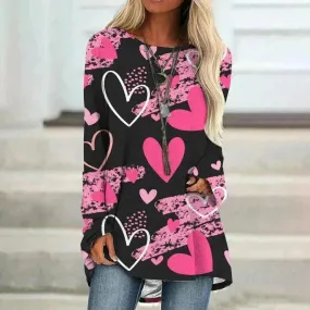 Women's Valentine's Day Love Print Long Sleeve T-shirt