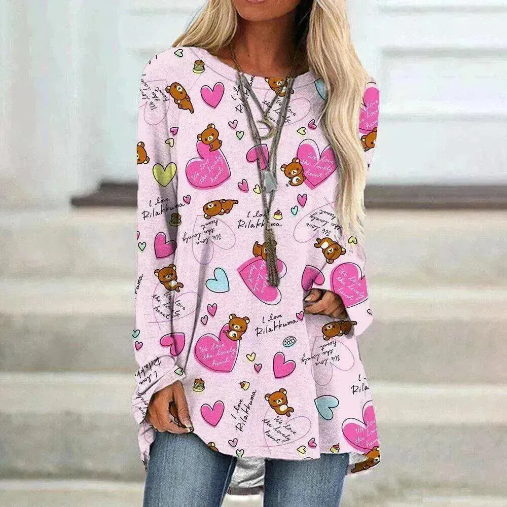 Women's Valentine's Day Love Print Long Sleeve T-shirt