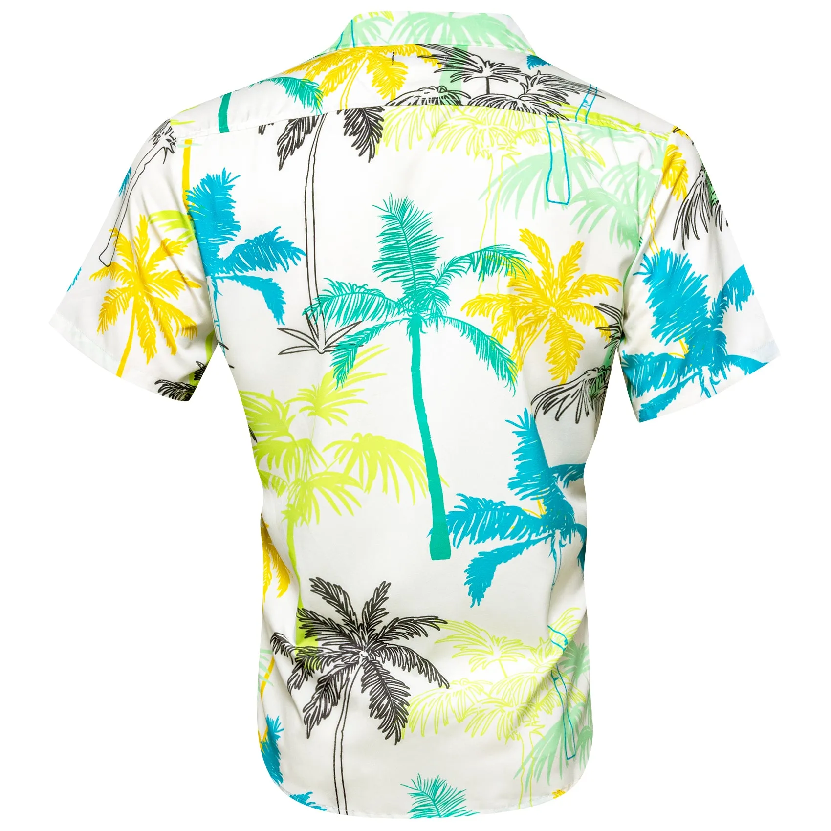 Yellow Blue Coconut Tree Novelty Men's Short Sleeve Summer Shirt