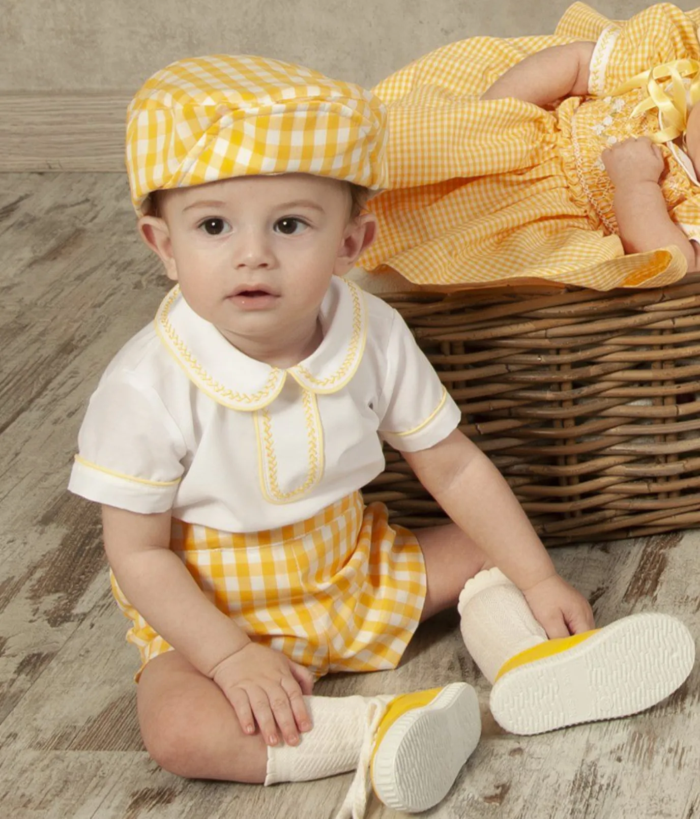 Yellow Cotton Boys Romper