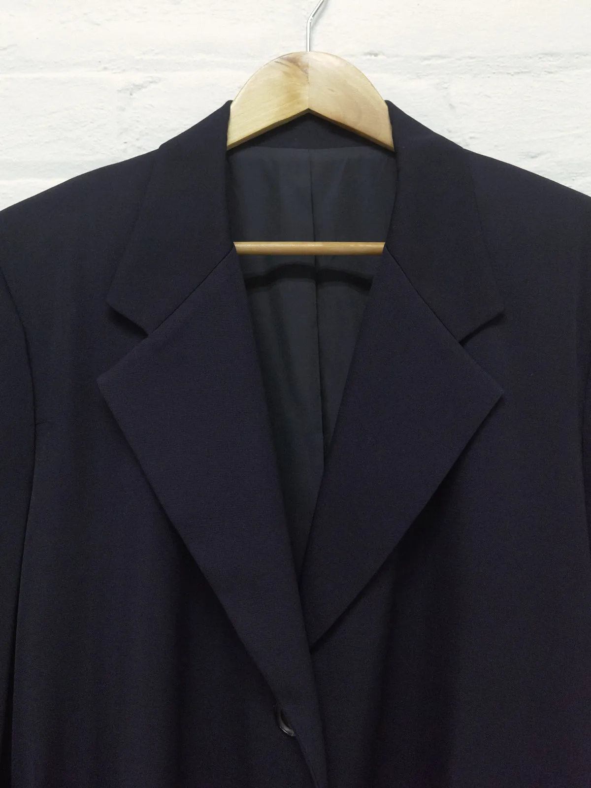 Y's Yohji Yamamoto 1990s dark navy wool 3 button side tab coat - womens S M L